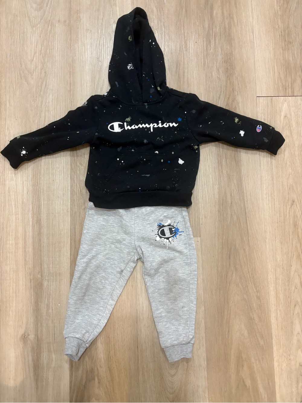 Champion Kids Black Hoodie with Gray Joggers Set